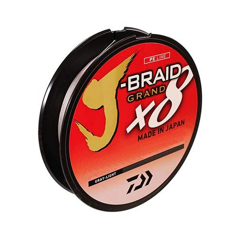 Daiwa, J-Braid x8 Grand Braided Line, 150 Yards, 20 lbs Tested, .009" Diameter, Light Gray