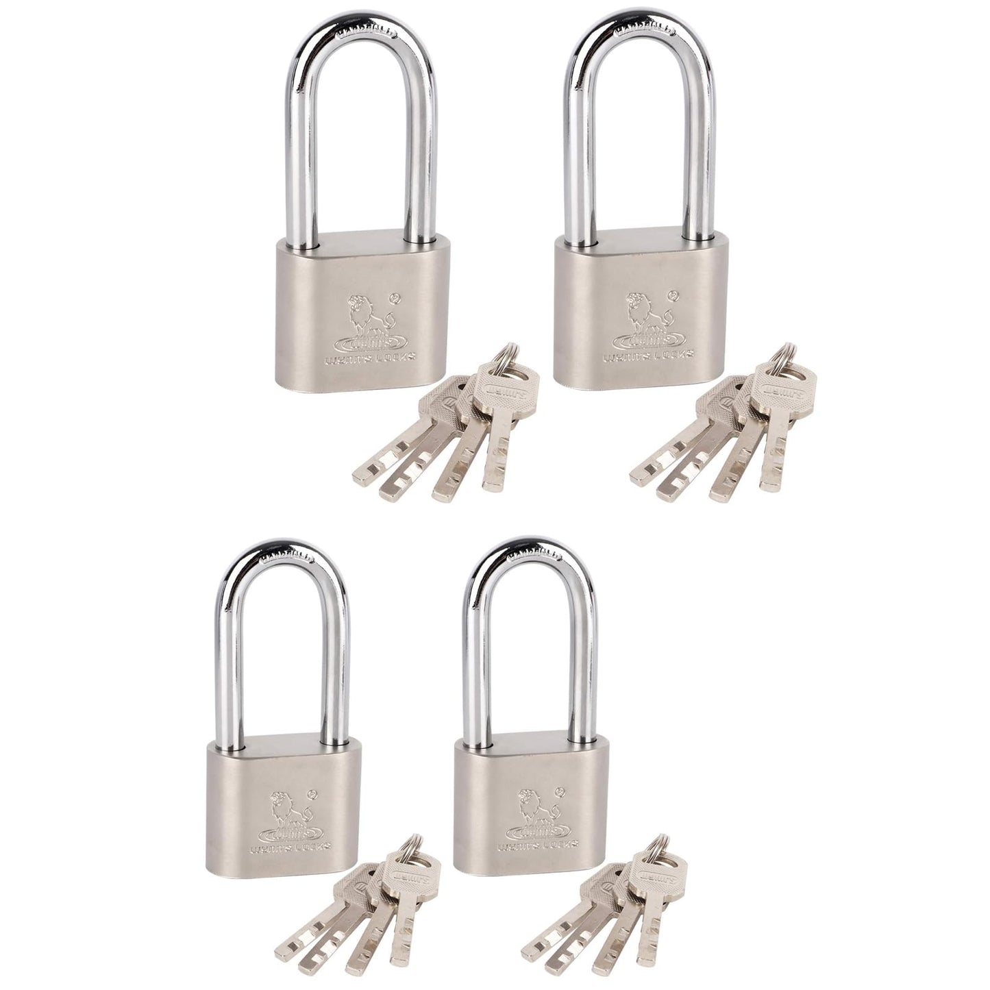 Locks with Keys 4 Pack, Katfort 1-9/16-inch(40mm) Padlock, Long Shackle Padlock with Multiple Keys for Indoor Outdoor