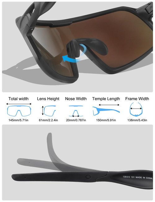 BangLong Polarized Cycling Glasses Sports Sunglasses, UV400 Protection, Men Women Running Fishing Driving Baseball Glasses (Black Blue)