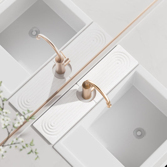 CXGMYLZZ Faucet Mat for Kitchen Sink ,Water Absorbing Stone Tray for Sink,15.7 inches Long Diatomite Fast-Drying Faucet Mat, Faucet Splash Guard for Bathroom Counter