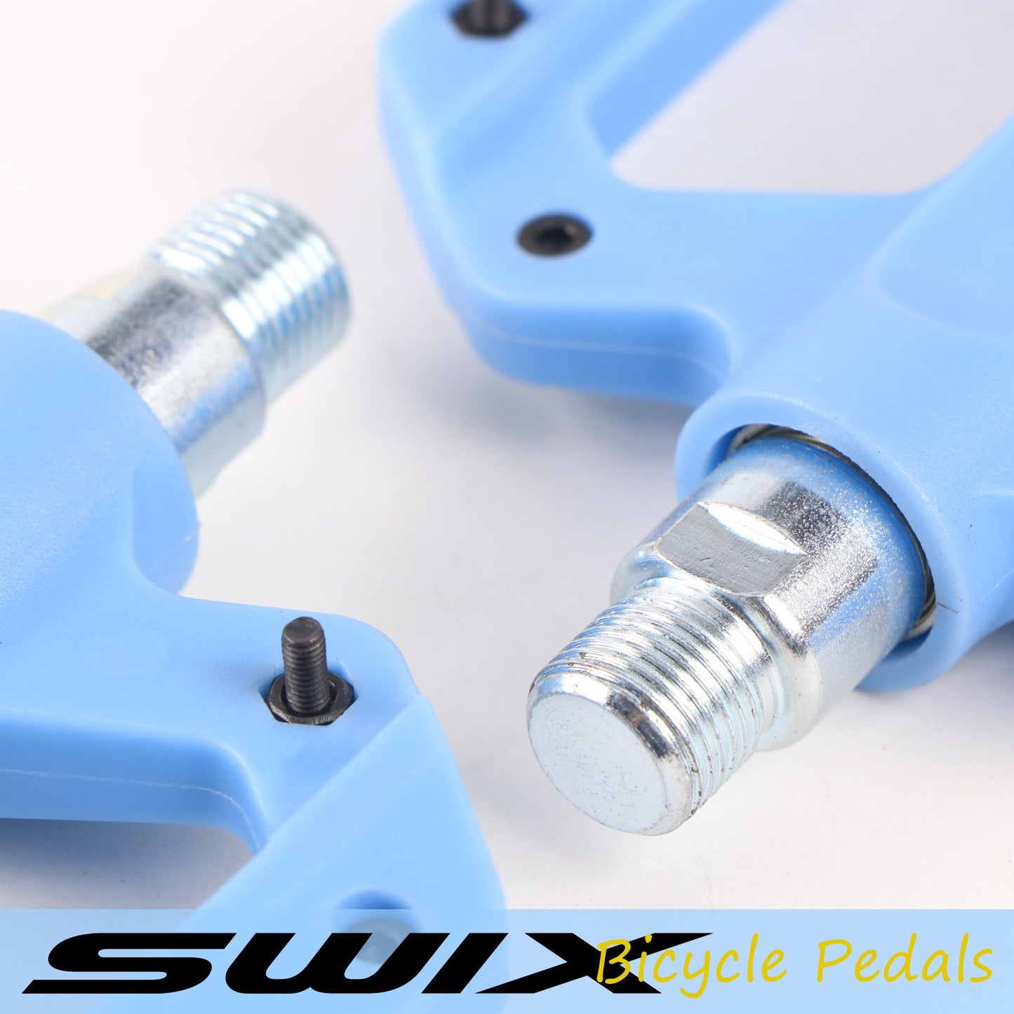 SWIX Bike Pedals Professional Mountain and Road Bike Flat Pedal Wide Paltform and Lightweight Non-Slip Pedal for 9/17" Bike/Hybrid Bike/E-Bike Parts Replacement Pedals Bike Accessories Blue