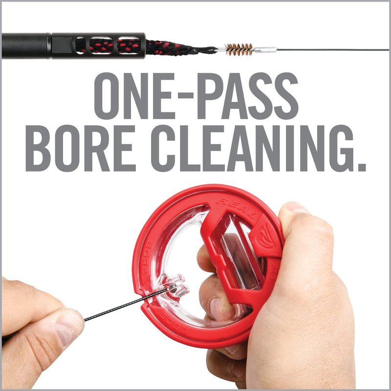 Real Avid Bore Boss Gun Cleaning System | Rapid Pull Through Barrel & Bore Cleaning Cable with Integrated Brush & Mop for Quick & Mess Free Gun Cleaning