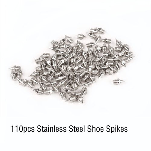 LucaSng 1/4 Inch Track and Cross Country Spikes,110pcs Replacement Spikes for Sprint Sports Short Running Shoes,Stainless Steel Golf Shoe Spikes with Wrench(Silver)