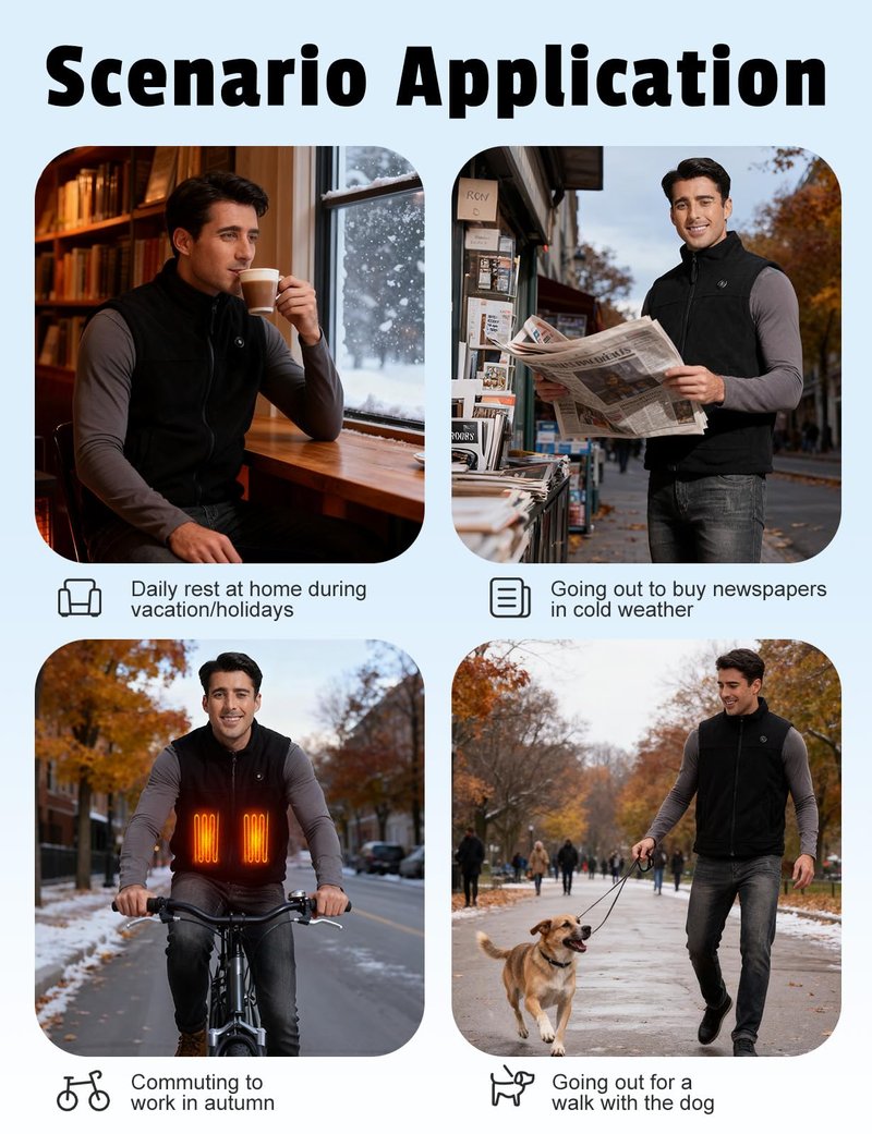 Vokora Heated Vest for Men with Battery Pack, Lightweight Fleece Electric Heating Vest for Winter Outdoor Hunting
