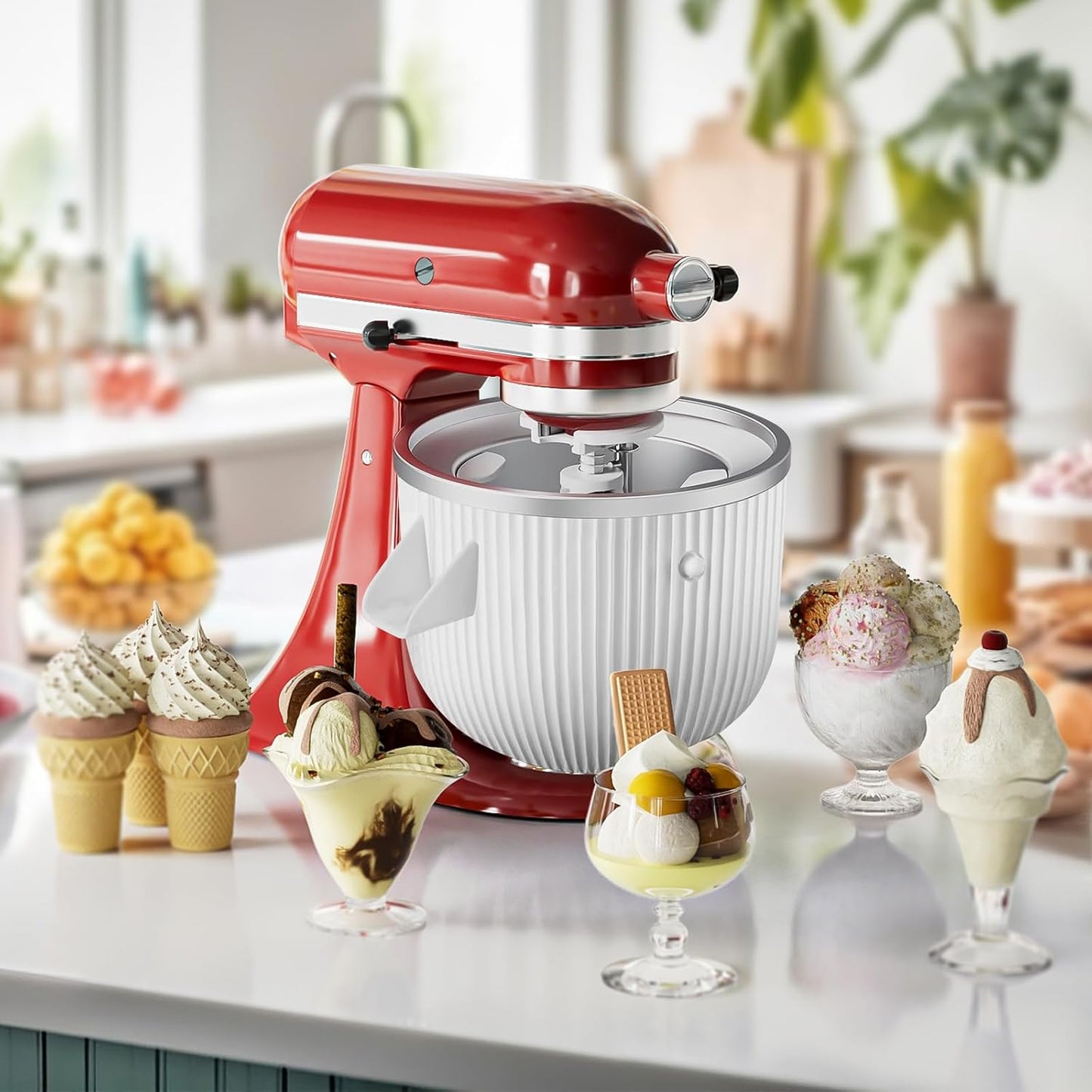 Ice Cream Maker Attachment for KitchenAid Mixer - 2-Quart Gelato & Sorbet Maker, Fits 4.5-7Qt Models