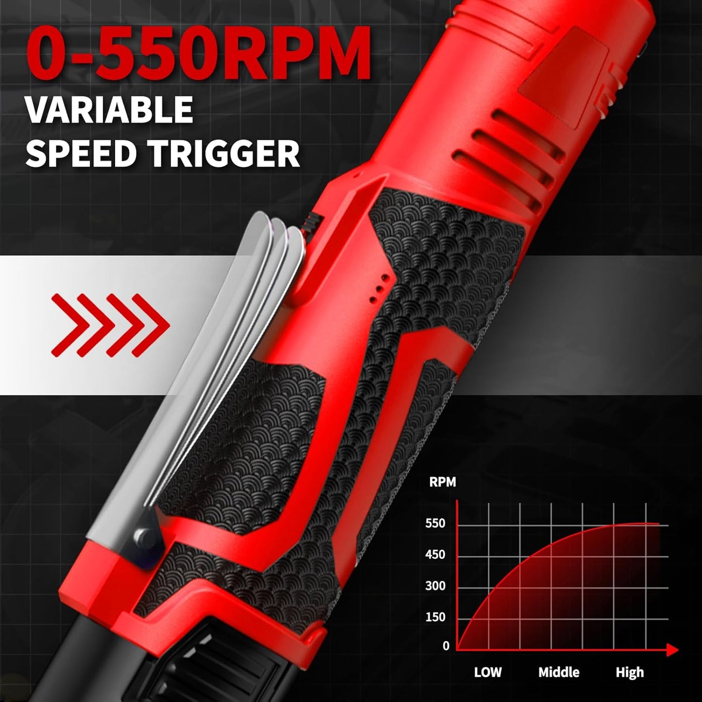 40 Ft-lbs Cordless Electric Ratchet Wrench Set - 16.8V Power Tool with 550 RPM, 1/4" Adapter & LED Light, Includes 2 Li-ion Batteries & Fast Charger