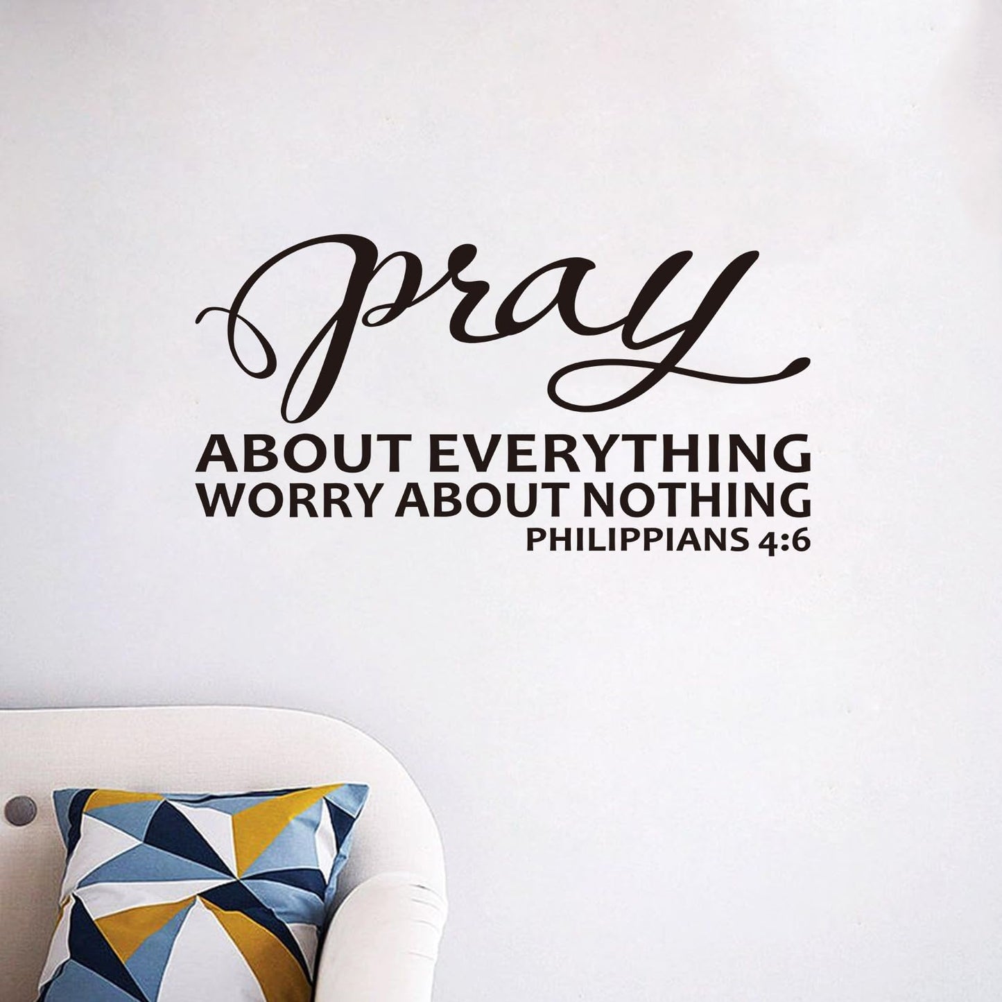 Bible Verse Wall Stickers for Bedroom: Christian Quotes Inspirational Living Room Vinyl Art Wall Decals - Pray About Everything 21" X 11"