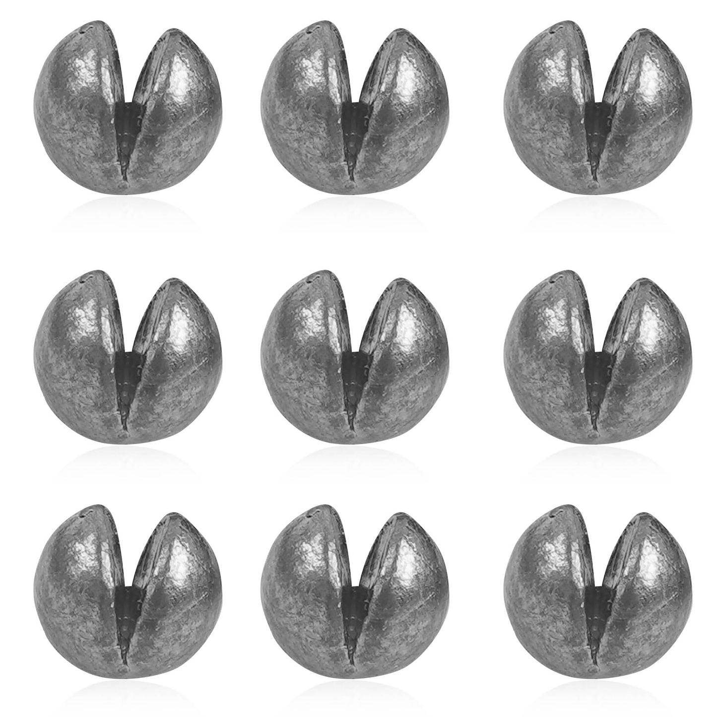Removable Split Shot Weights Fishing Weight Sinker Slip On Fly Fishing Line Sinkers Freshwater Saltwater Round Lead Sinking Egg Sinkers Fishing Drop Shot Sinker Fish Tackle 1.8g 60pcs