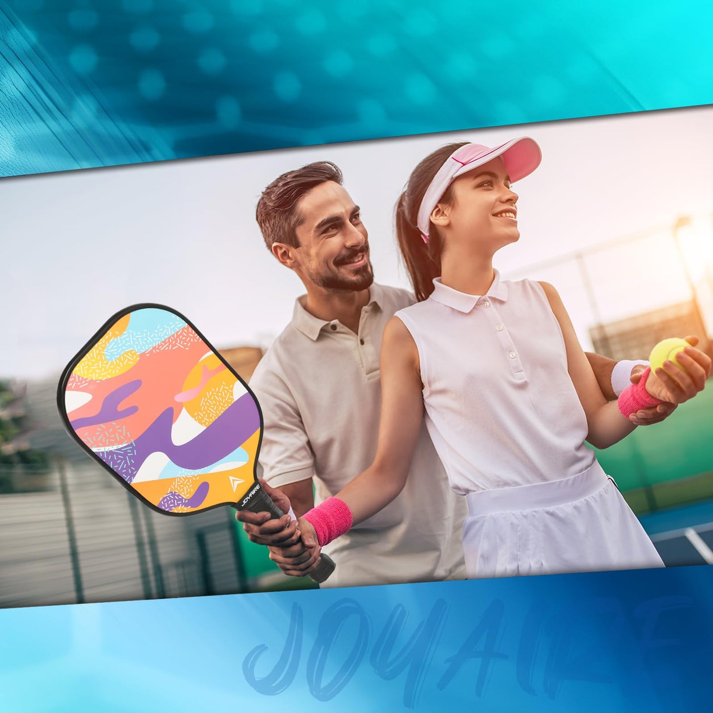 JOYAIRE Carbon Fiber Pickleball Paddles Set of 2, USAPA Approved T700 Raw Carbon Face, Lightweight 7.5oz Honeycomb Core Pickle Ball Rackets, High Spin, Includes 4 Balls & Portable Bag