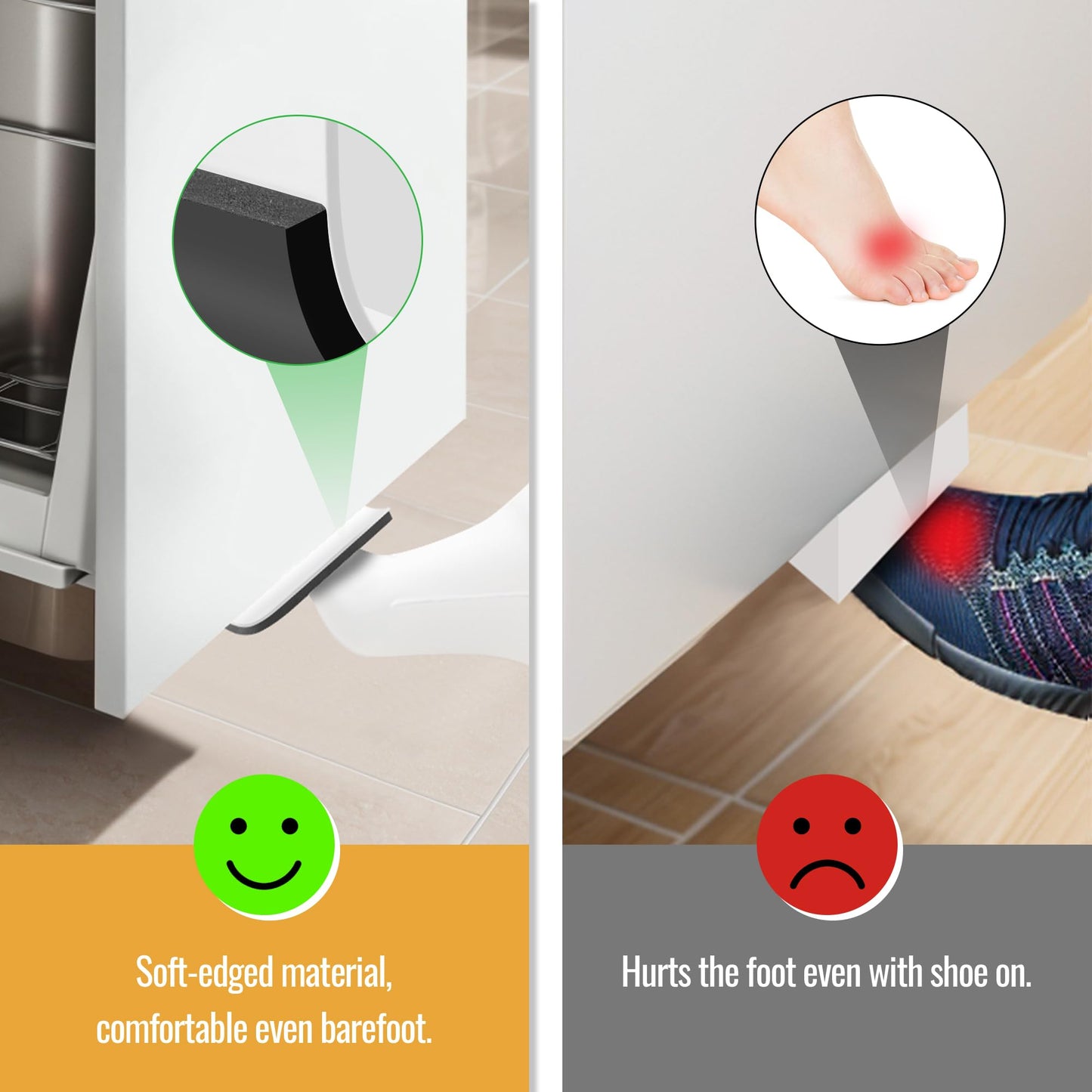 Joxodak Trash Cabinet Foot Pull - Hands-Free Door Solution for Trash Drawer, Adhesive Toe Pull Comfortable for Barefoot Use (1, White)