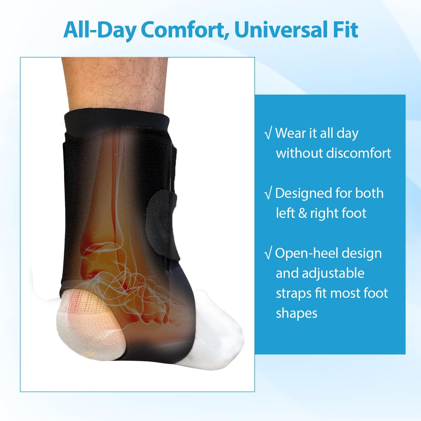 Alpinmett Ankle Brace for Men & Women, Compression Ankle Support Brace with Dual-Sided Plastic Stabilizers, Adjustable X-Strap & Open Heel for Sprain Recovery, Foot Discomfort, Sports & Daily Use 1 Pack