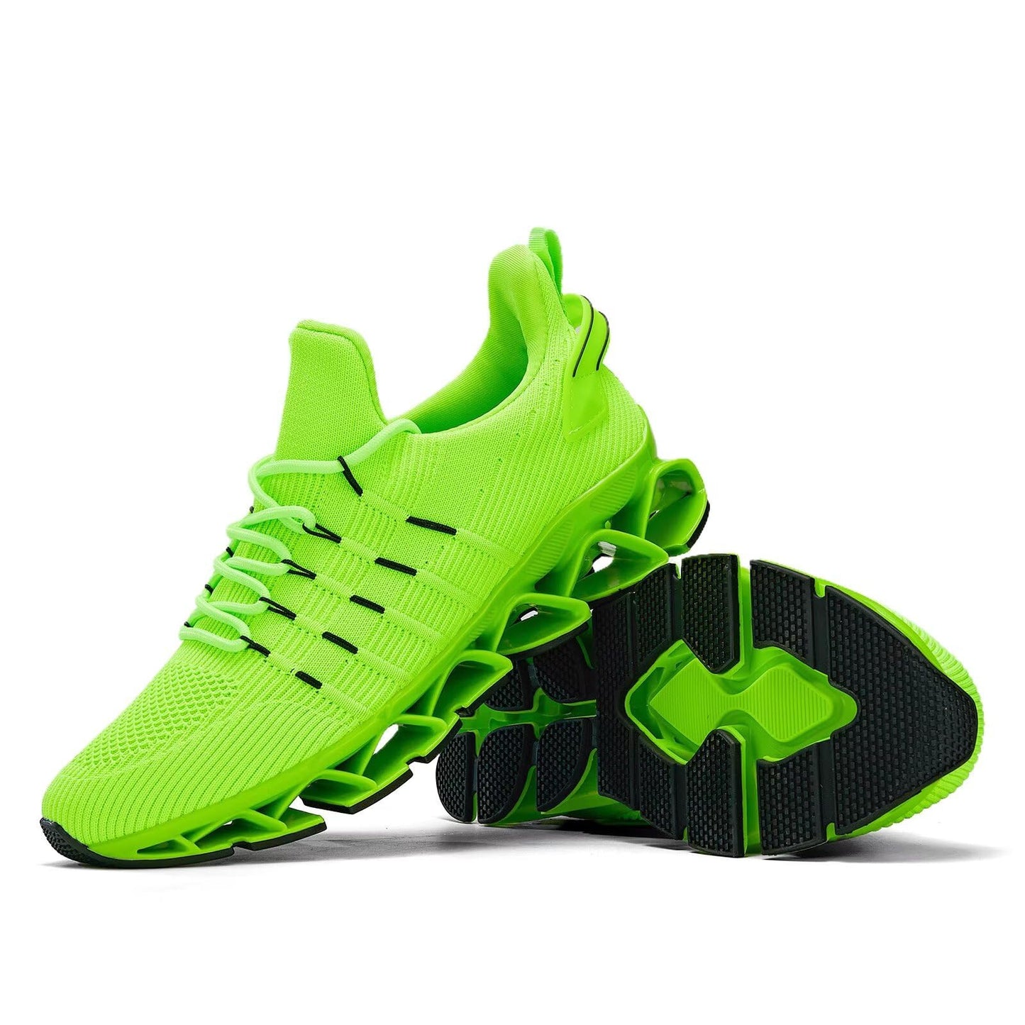 Mens Walking Shoes Blade Non Slip Tennis Running Slip On Sneakers Lightweight Workout Breathable Mesh Fashion Sport Fluorescent Green