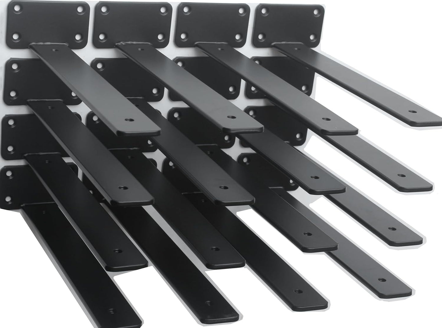 10-Inch Black Iron Floating Shelf Brackets - 12 Pack Rustic Industrial Support