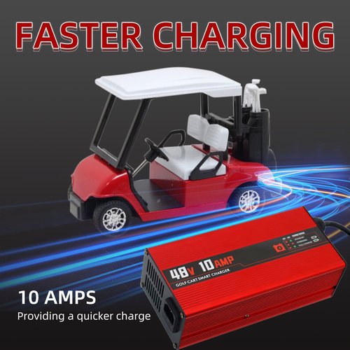 48 Volt Golf Cart Battery Charger for Yamaha G29 Drive & Drive 2 Golf Carts,10 Amp Lead-Acid Battery Smart Charger with 3-Pin Leaf Plug