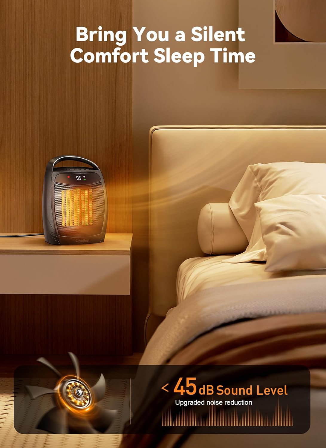 1500W Electric Space Heater with Remote - Portable PTC Ceramic Heater for Home & Office