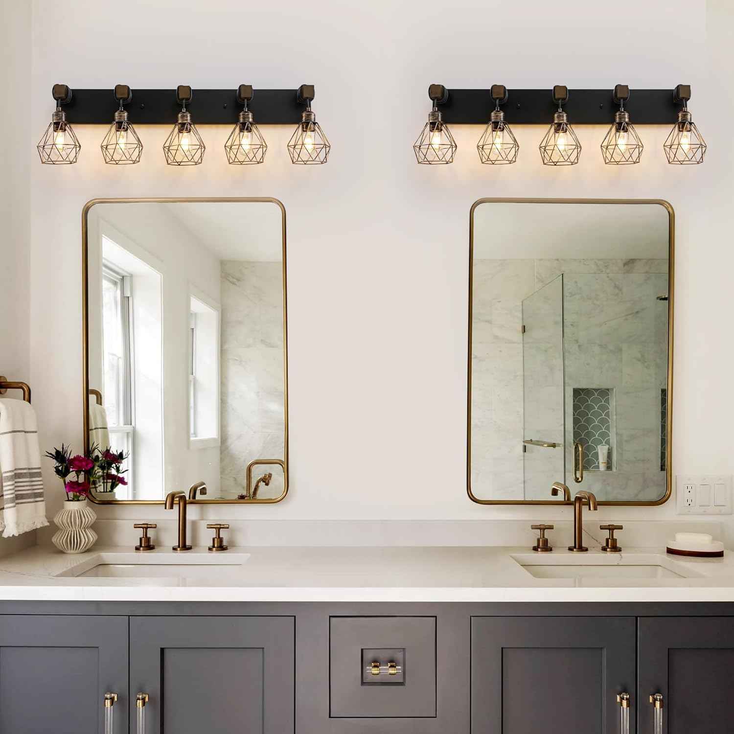 Farmhouse 3-Light Bathroom Vanity Light Fixture - Rustic White Wood Sconces for Mirror
