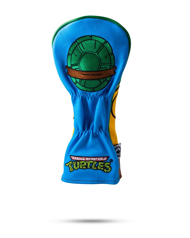 Pins & Aces TMNT Utility Head Cover - Premium, Hand-Made Leather Headcover - Teenage Mutant Ninja Turtle Head, Tour Quality Golf Club Cover - Style and Customize You Golf Bag (Leonardo)