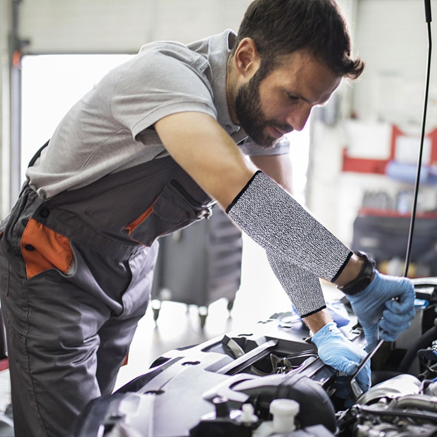 REDANHA 2 Pairs Arm Protection Sleeves Level 5 Protection Cut Burn Resistant Sleeve Anti Abrasion Forearm Cover Protector for Men Women (Grey)