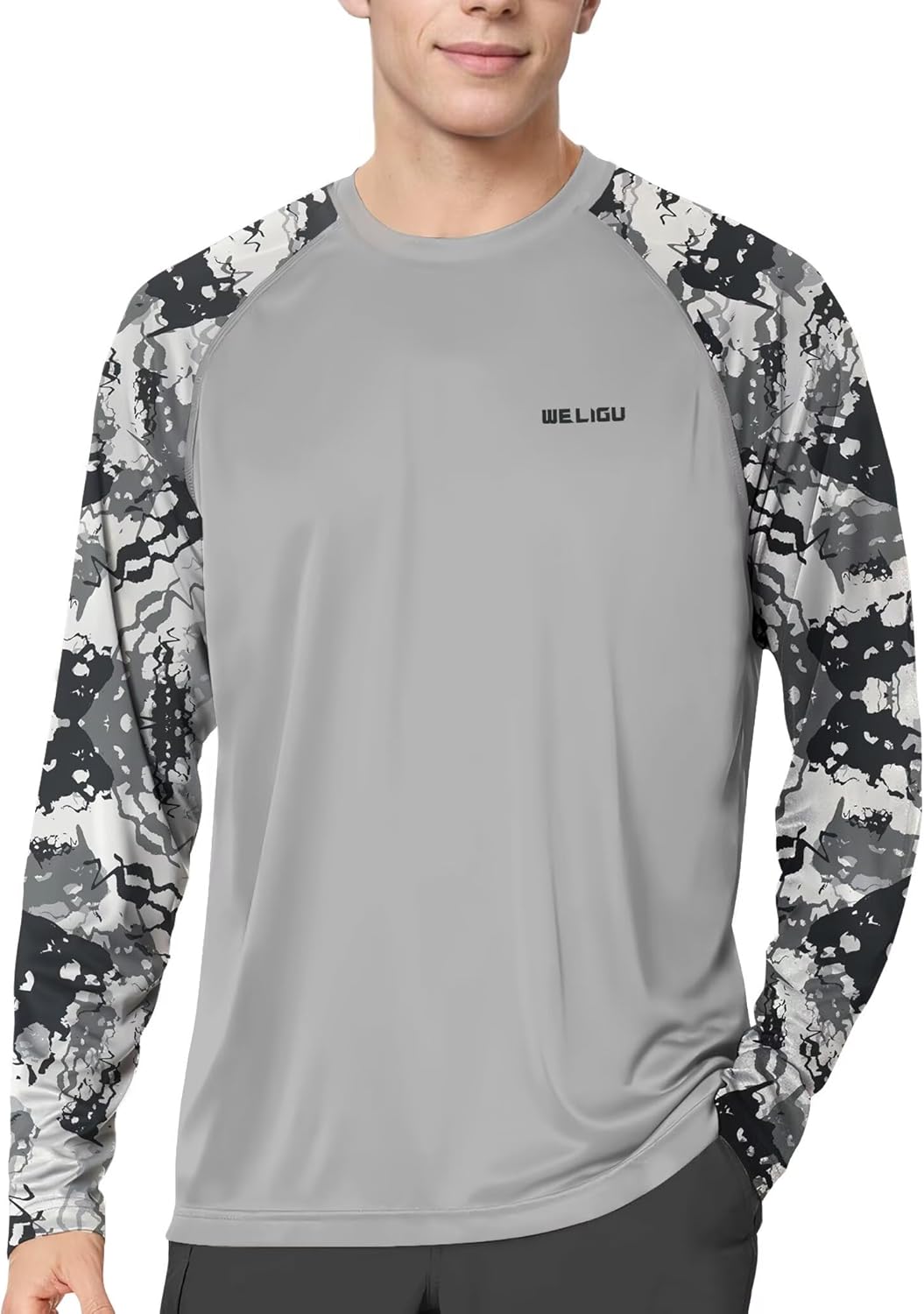 Skiennix Men's Long Sleeve Swim Shirt - UPF 50+ Sun Protection for Fishing & Hiking