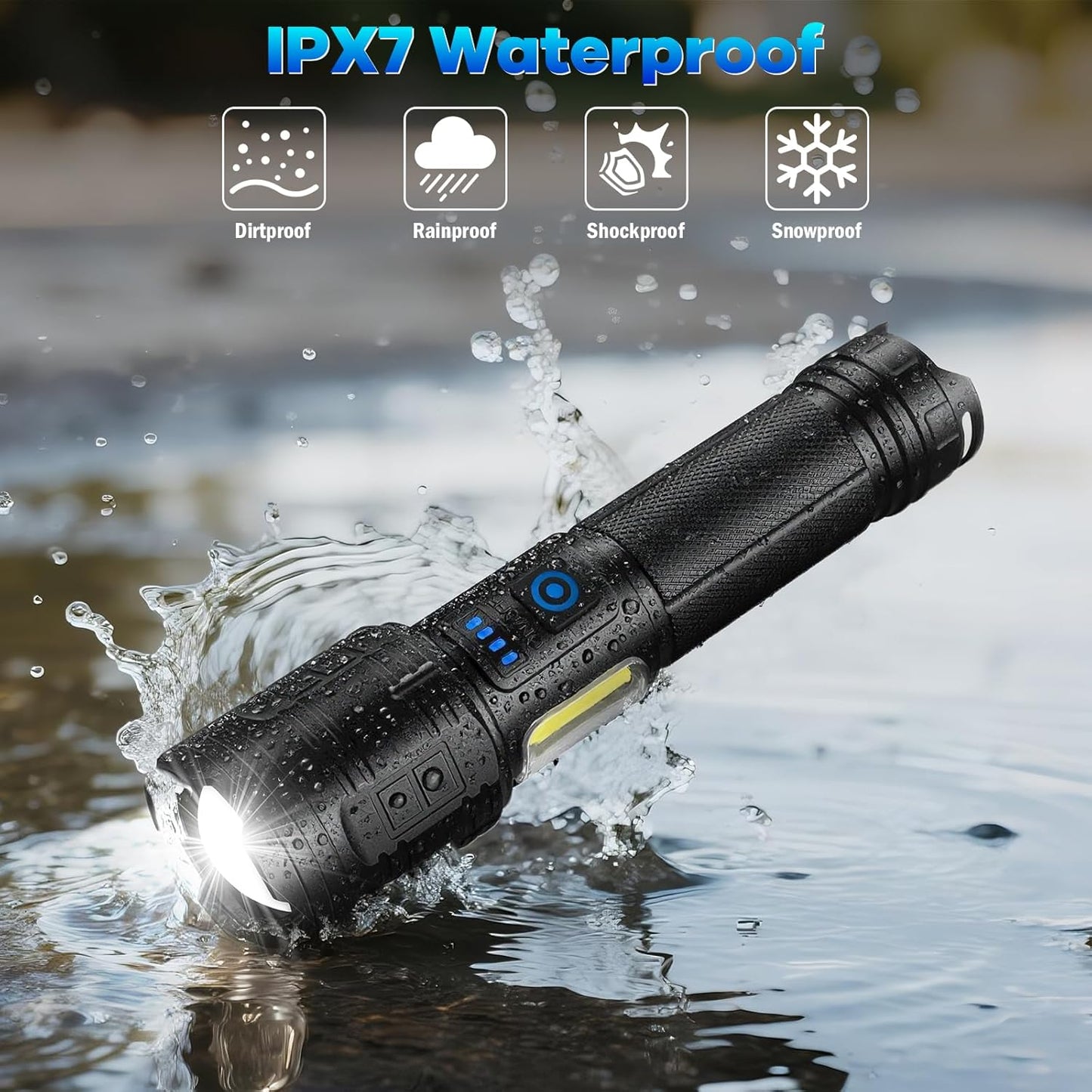 High Lumens Rechargeable Flashlights 90,000 - 2 Pack, Super Bright 7 Modes, IPX7 Waterproof for Camping & Home