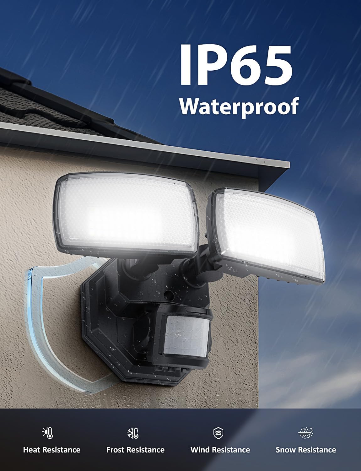 Onforu 32W Motion Sensor Outdoor Security Lights - 3200LM LED Flood Light, IP65 Waterproof, Dusk to Dawn for Garage & Yard (Black)