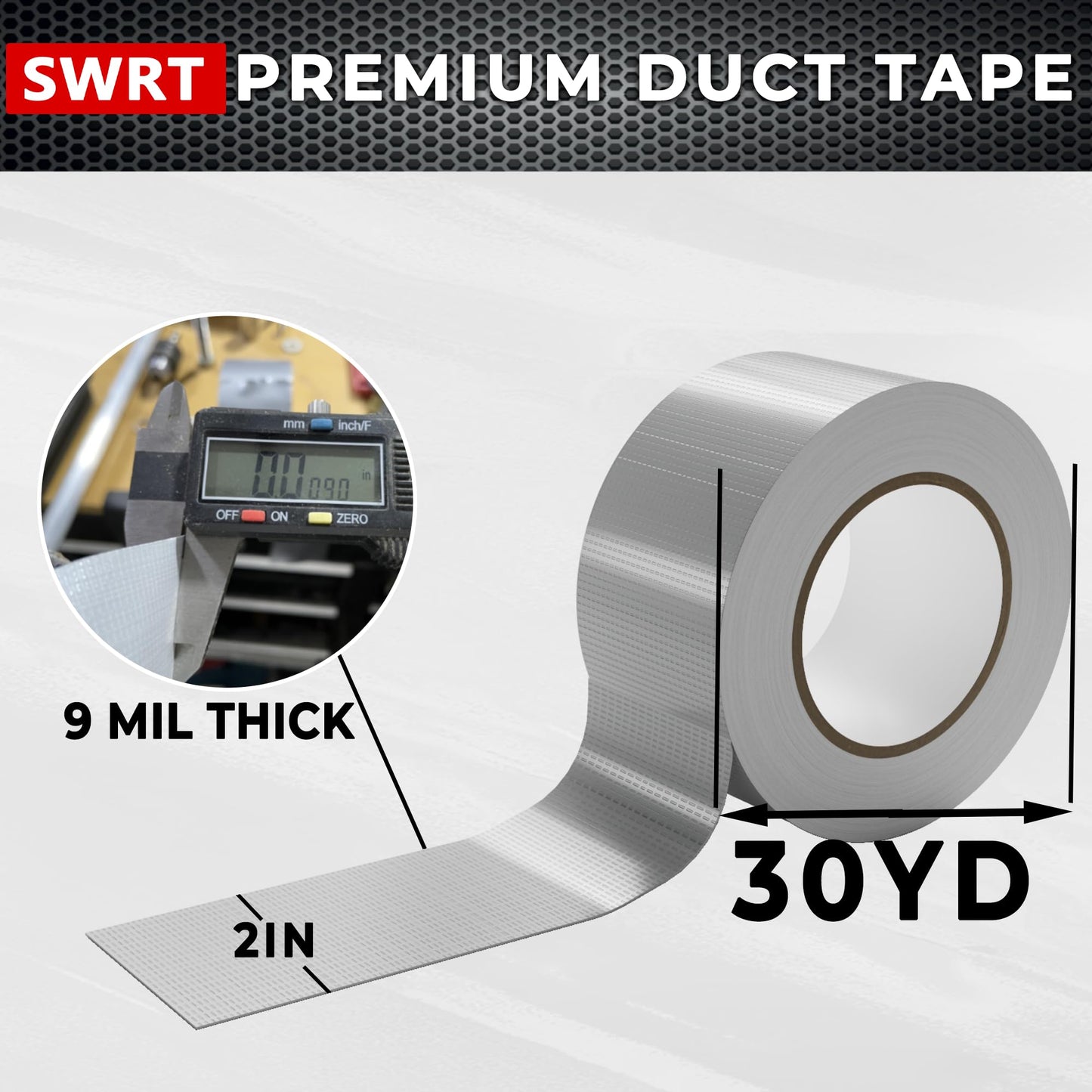 SWRT 9 Mil 5-Pack Silver Heavy Duty Duct Tape Strong Adhesive, 2 in x 30 YD (Total 150YD) Duct Heavy Duty Waterproof All Weather Gray Duct Tape No Residue Sealing & Patching for Indoor&Outdoor Repair