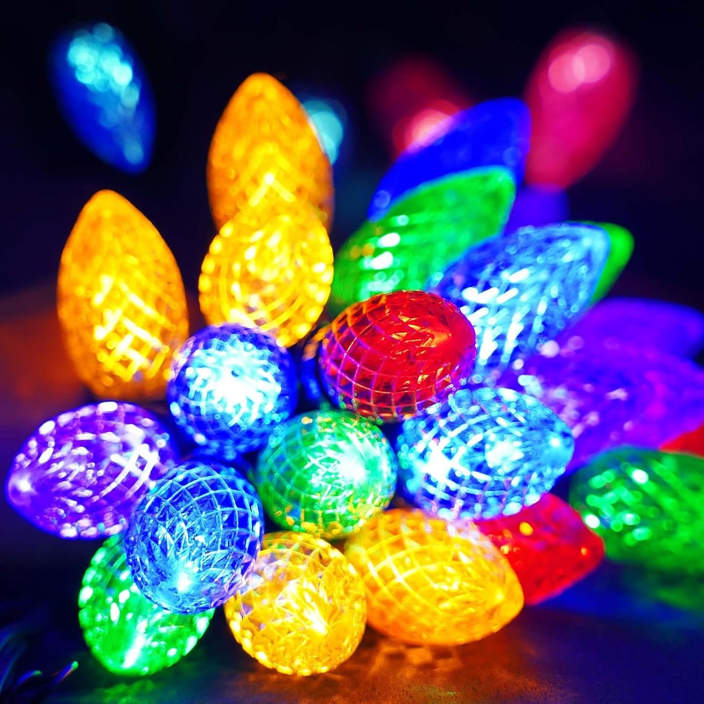 100 LED C9 Halloween String Lights - 66FT Waterproof Twinkle Lights with 8 Modes & Timer for Indoor/Outdoor Decor (Orange, Purple, Green) - 2-Pack
