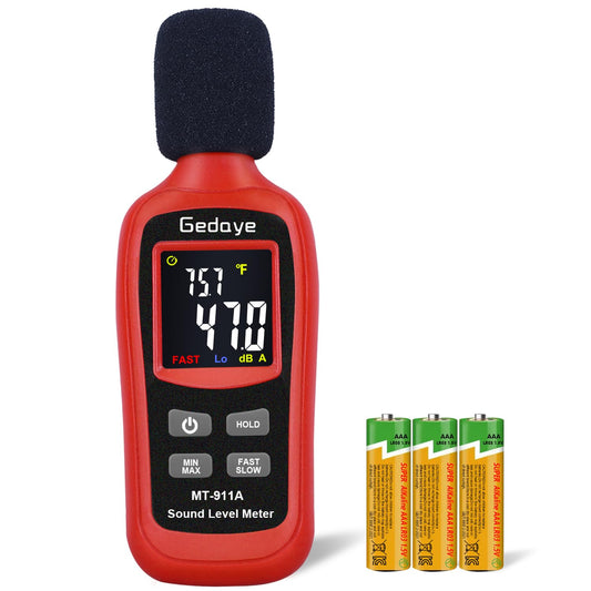 Noise Decibel Meter, Gedaye Sound Level Meter Range 35-135dBA, SPL Meter with A Weighted, Data Hold Max/Min, Fast/Slow, Color LCD Backlit Display, Noise Detector dB reader Monitor Audio Measure Device