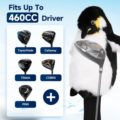 LZFAN Golf Club Covers for Woods and Drivers Funny Driver Headcover Animal Golf Club Head Covers Golf Gifts for Men Women Plush Penguin