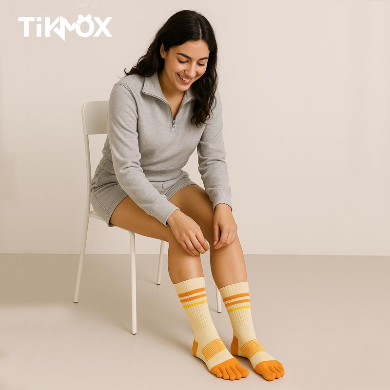 TikMox Crew Toe Sock, Ankle Sock for Women, Arch Support, Running Five-Toe Design, 3 pairs