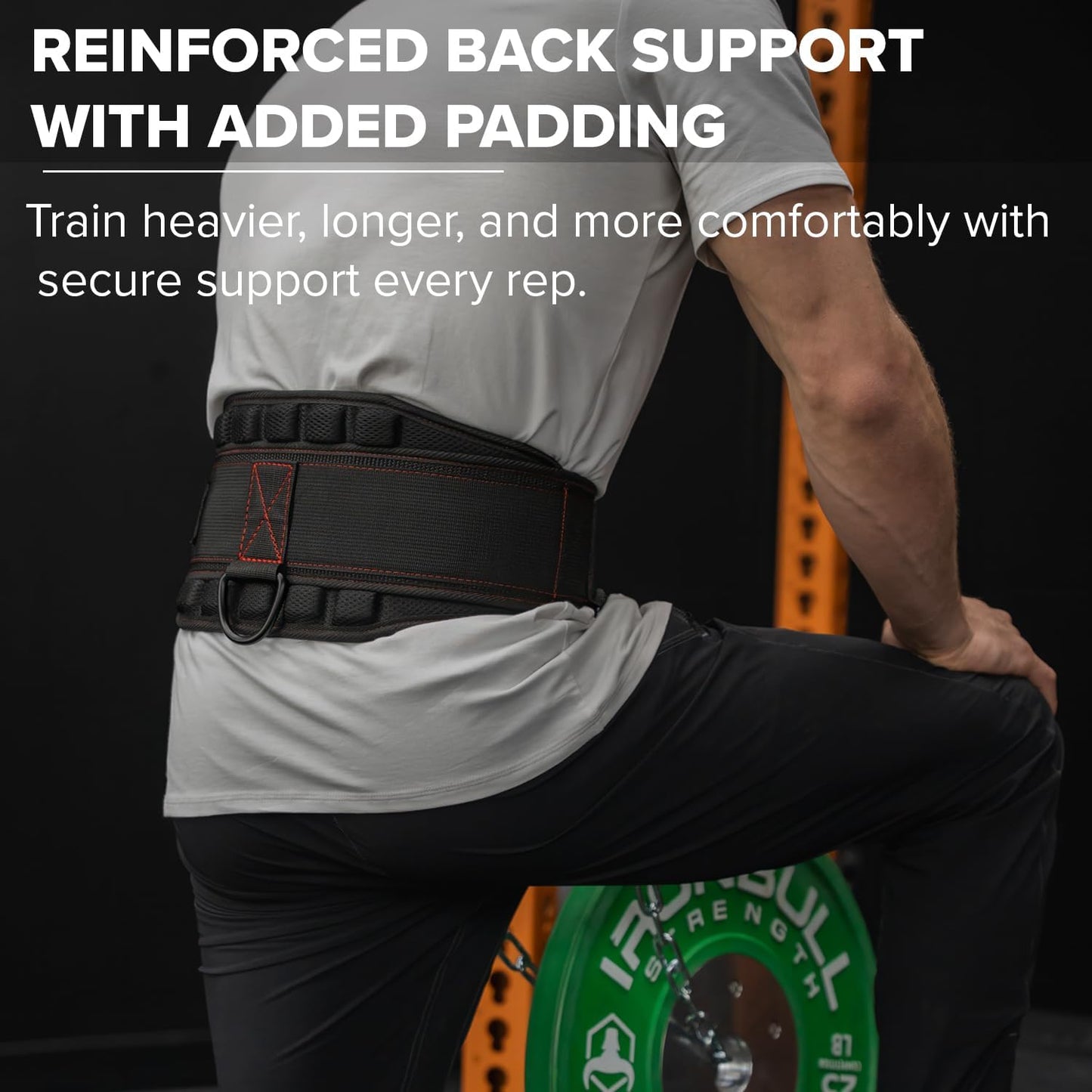Advanced Dip Belt V2 – Heavy-Duty Weighted Belt with Reinforced Back, Chain & Nylon Strap – 3-Point Anchor D-Rings for Dips, Pull-Ups, Squats & More (Medium)