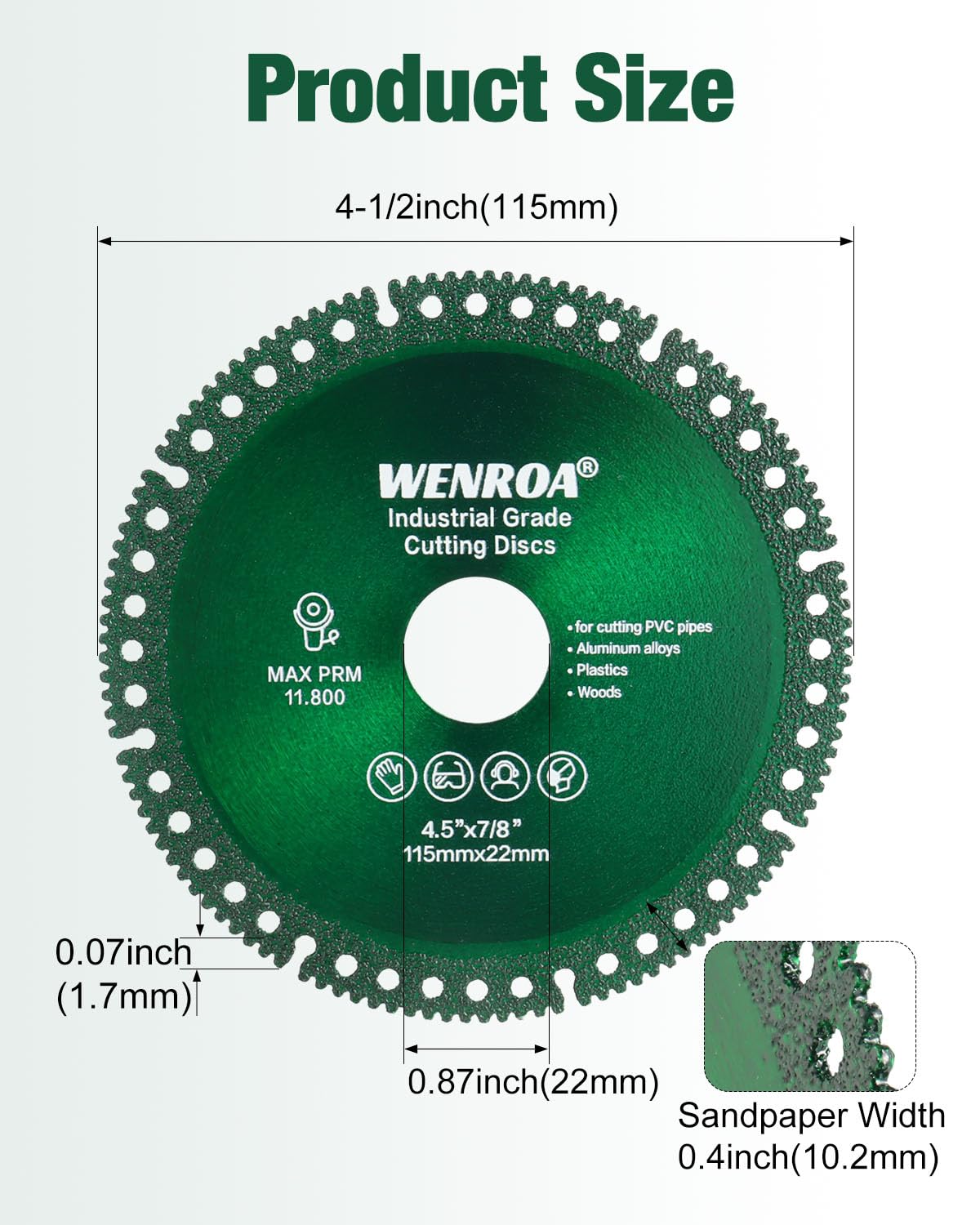 WENORA 2 Pcs Indestructible Disc for Grinder, Cutting Discs 4 1/2" for 7/8" Angle Grinder, Indestructible Disk Diamond Saw Blades for Ceramic PVC Pipe Glass Wood Tile