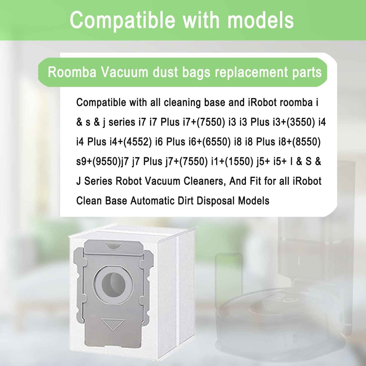 20 Pack Vacuum Bags Compatible with iRobot Roomba i7 i7+ i3 i3+ i8 i8+ j5+ i5+ i4 i4+ i1+ i6 i6+ j5+ j7 j7+ s9 s9 Plus Bags Automatic Dirt Disposal Bags