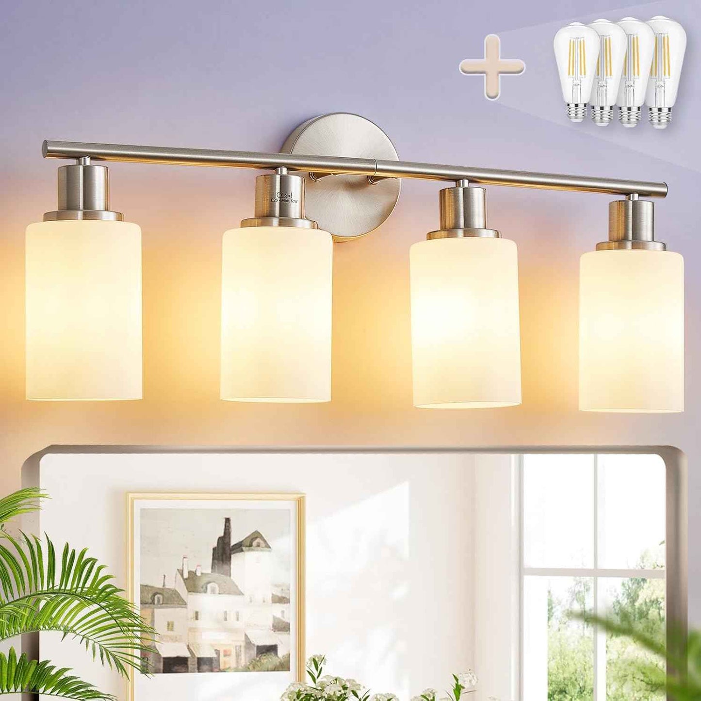 Modern Black 3-Light Bathroom Vanity Light Fixtures with Clear Glass Shades - 2 Pack