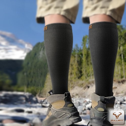 BULLIANT Men Compression Socks 3Pairs-Knee High Socks 15-20 Pressure Unise- Cushioned Sole Extra Wicking(3Pairs,Large-X-Large)