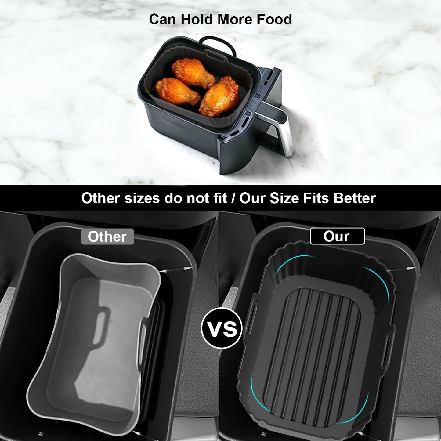 Masgarlan Silicone Air Fryer Liners 2 Pack, Reusable Compatible for Ninja Foodi DZ201, DZ401, DZ550, DZ302, COSORI 9QT, Chefman, Instant, and 6-in-1 8-10QT Dual Baskets