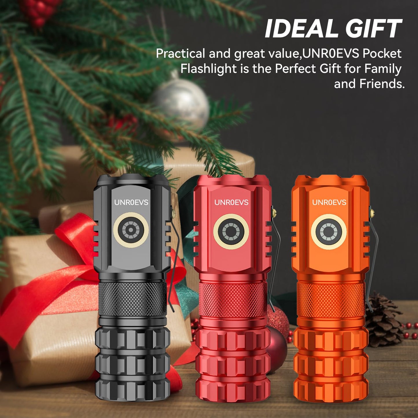 UNROEVS XC06 Mini Flashlight Rechargeable,Pocket Flashlight with Magnet,Super Bright Small Compact Flashlight,5 Modes EDC Flashlight for Camping,Emergency. (1, Black)