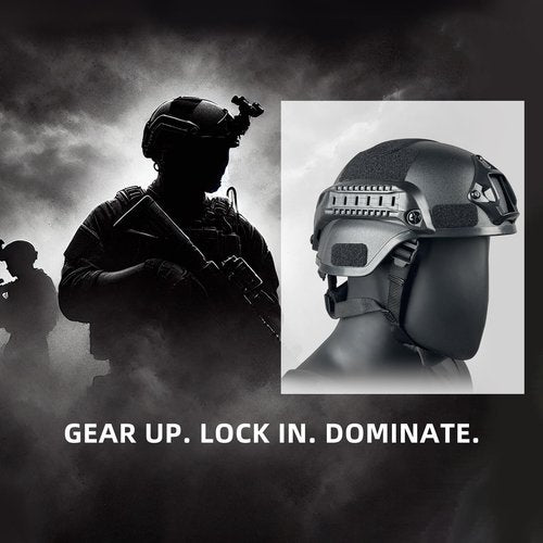 Tactical Helmet with NVG Mount, Adjustable Fast Helmet for Airsoft, Paintball, CS Game – Lightweight ABS Material with Side Rails – Fits Head Circumference 50-63cm