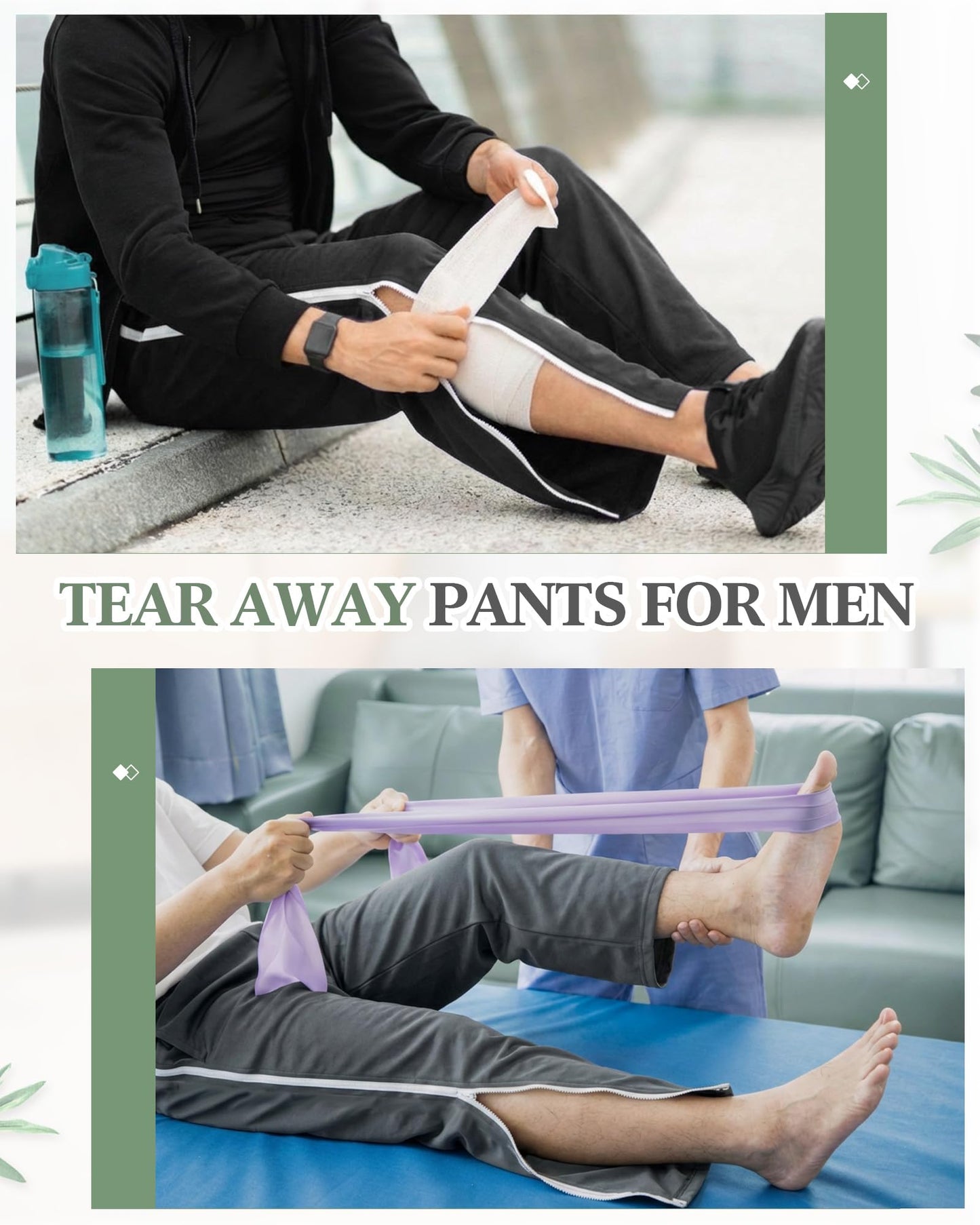 Wovnet 2 Pack Tear Away Pants for Men Sweat Basketball Pants 2 Side Zippers off Full Open Sweatpant with Pockets(Black,dark Gray,XL)