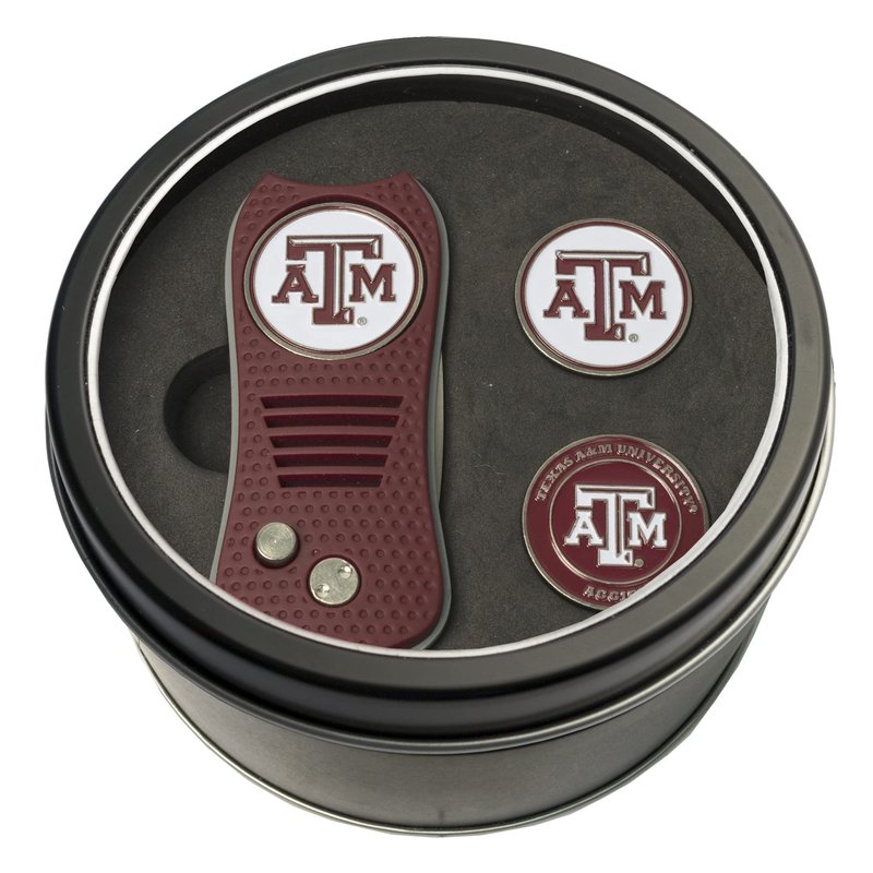 Team Golf NCAA Georgia Bulldogs Tin Gift Set with Retractable Divot Tool and 2 Ball Markers Gift Set Switchblade Divot Tool with 3 Double-Sided Magnetic Ball Markers, Patented Single Prong Design, Causes Less Damage to Greens, Switchblade Mechanism