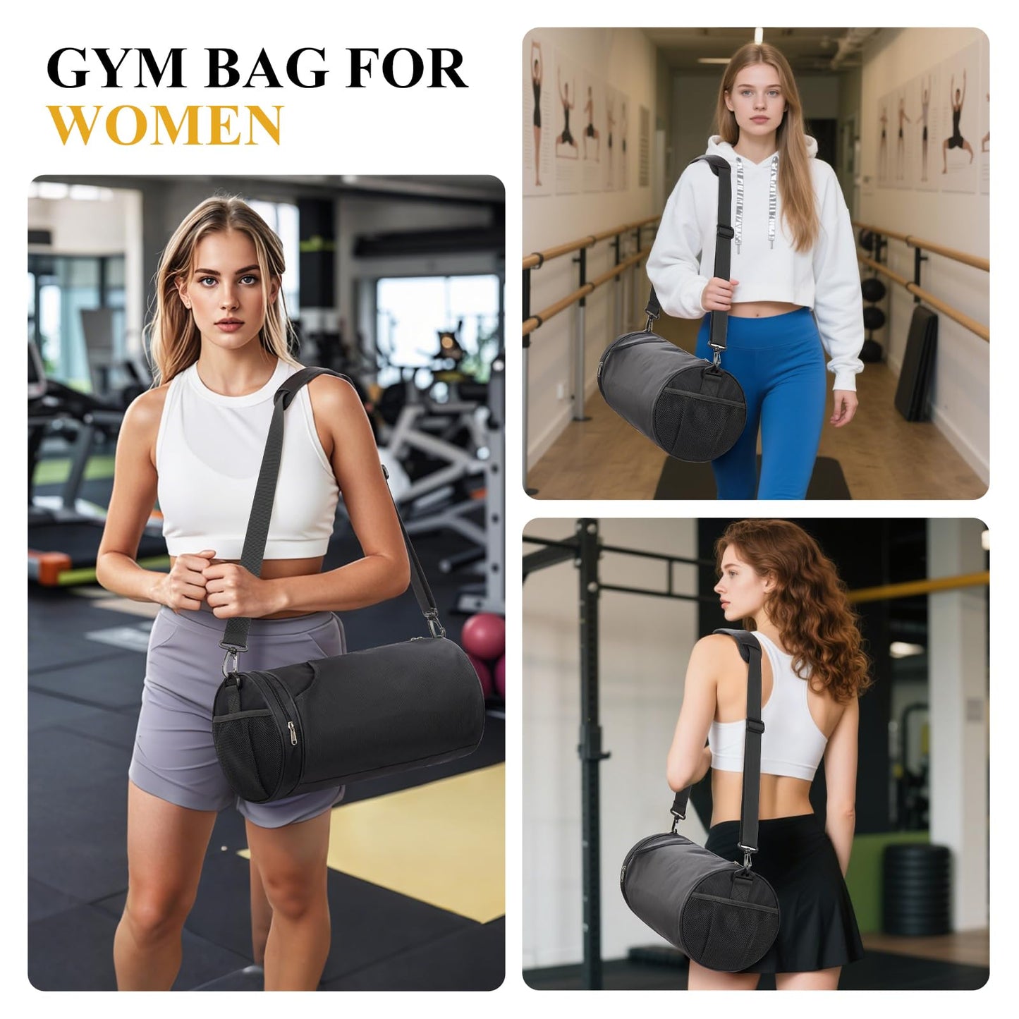 Small Sports Gym Bag Workout Lightweight Mini Duffel Bags for Men Women,Daily Bag,Medium(Black)