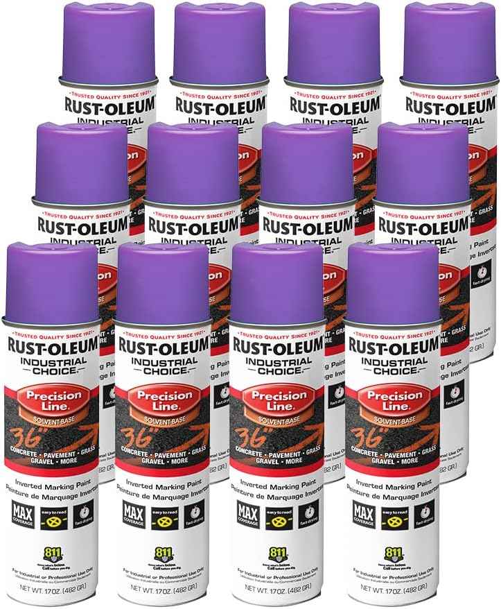 Fluorescent Orange Marking Spray Paint - Rust-Oleum 12 Pack, 17 Oz Inverted Solvent-Based