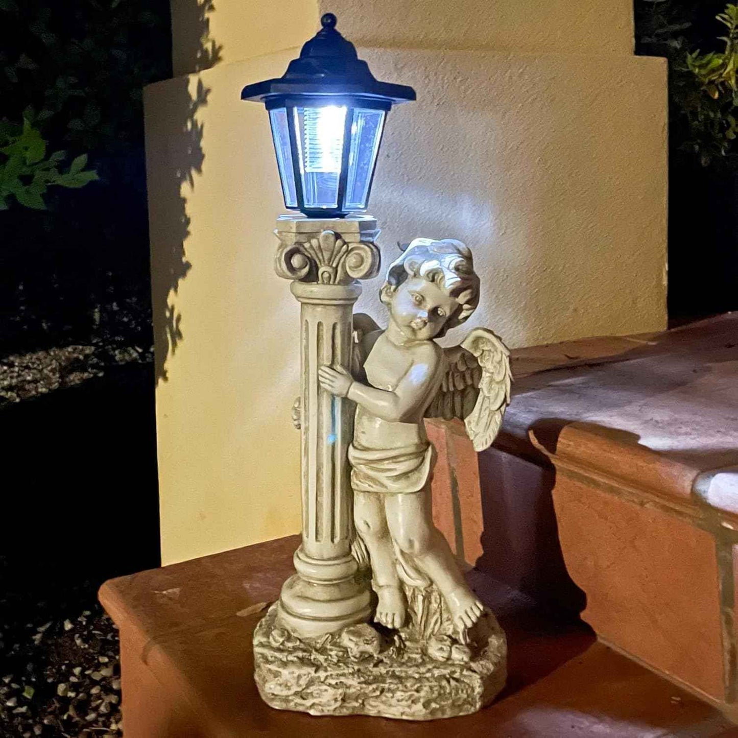 19.7-Inch Solar Angel Statue with Roma Pillar - Outdoor Garden Decor & Christian Gift