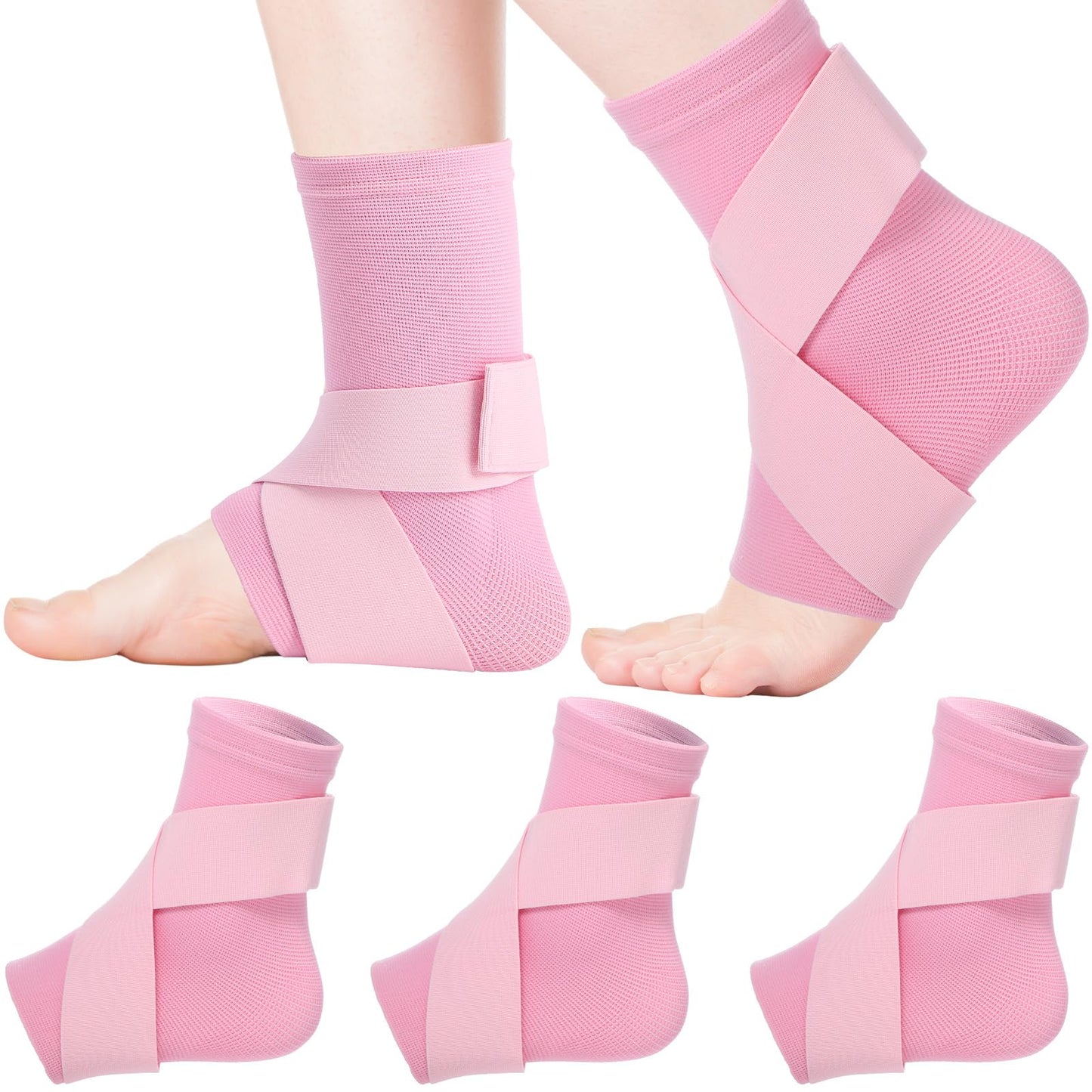 Tarpop 1 Pair Ankle Brace for Kids Compression Ankle Sleeves Adjustable Foot Support Brace Elastic Guard for Children Boys Girls Sports Running Jogging Dance Fitness Gymnastics(Light Pink,Small)