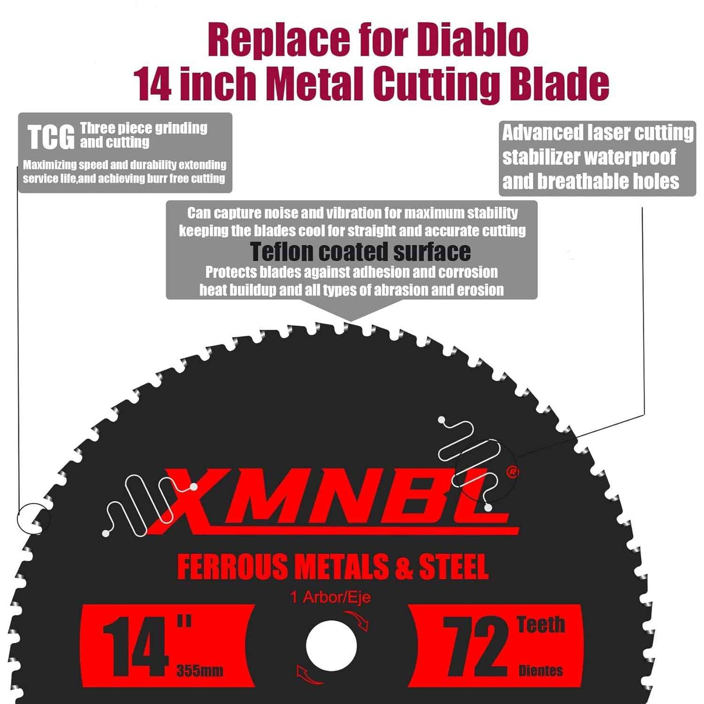 14-Inch Steel Cutting Saw Blade - 72T Carbide Replacement for Diablo D1472CF & Evolution Chop Saws