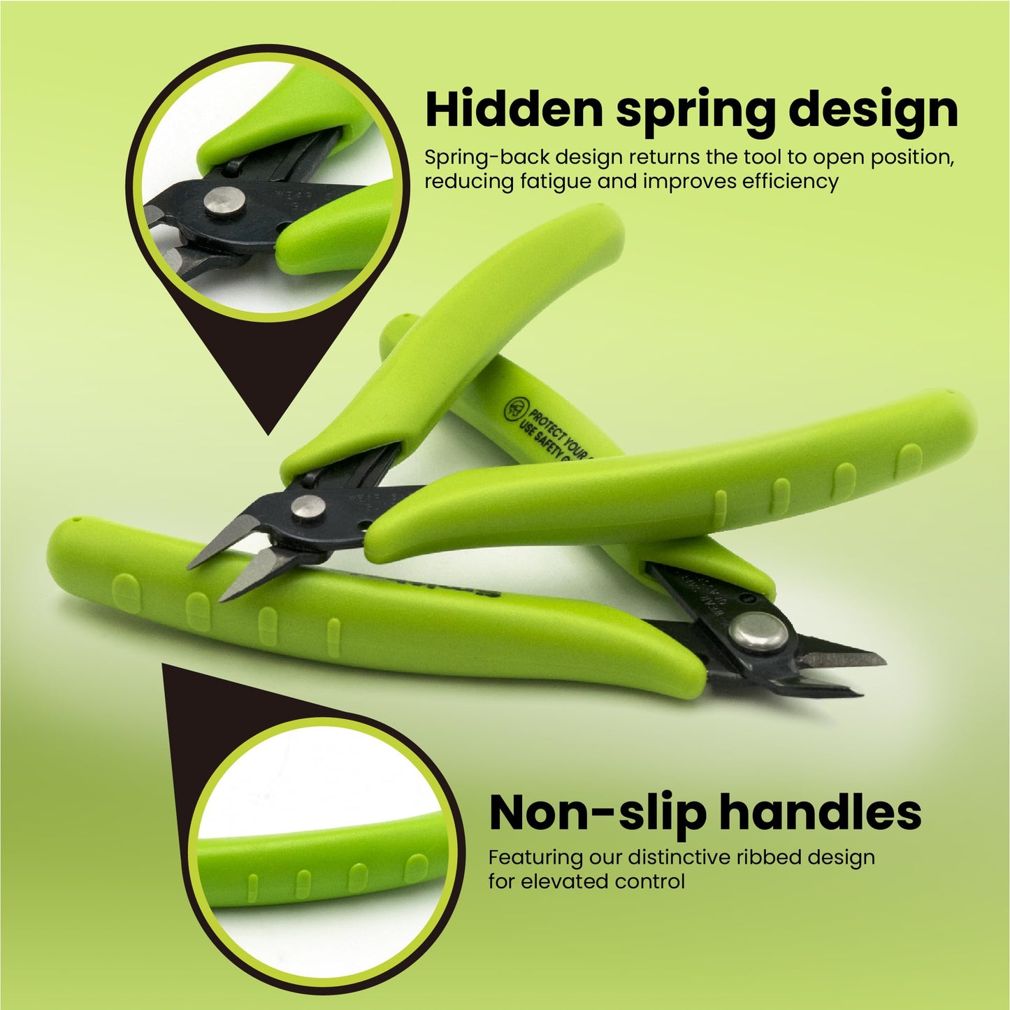 Smithology 4.8” Micro Flush Cutters 3PCS | Made from High Carbon Steel with Hidden Springback Design & Non-Slip Handles for Trimming Metal Wires, Zip Ties, Cables, Circuit Boards, & DIY Projects