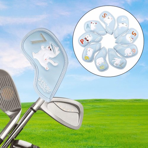 9 Pieces Golf Iron Covers Set Golf Club Head Covers Wear Resistant Protector Wrap Socks Gift Protector for Club Shaft, Blue