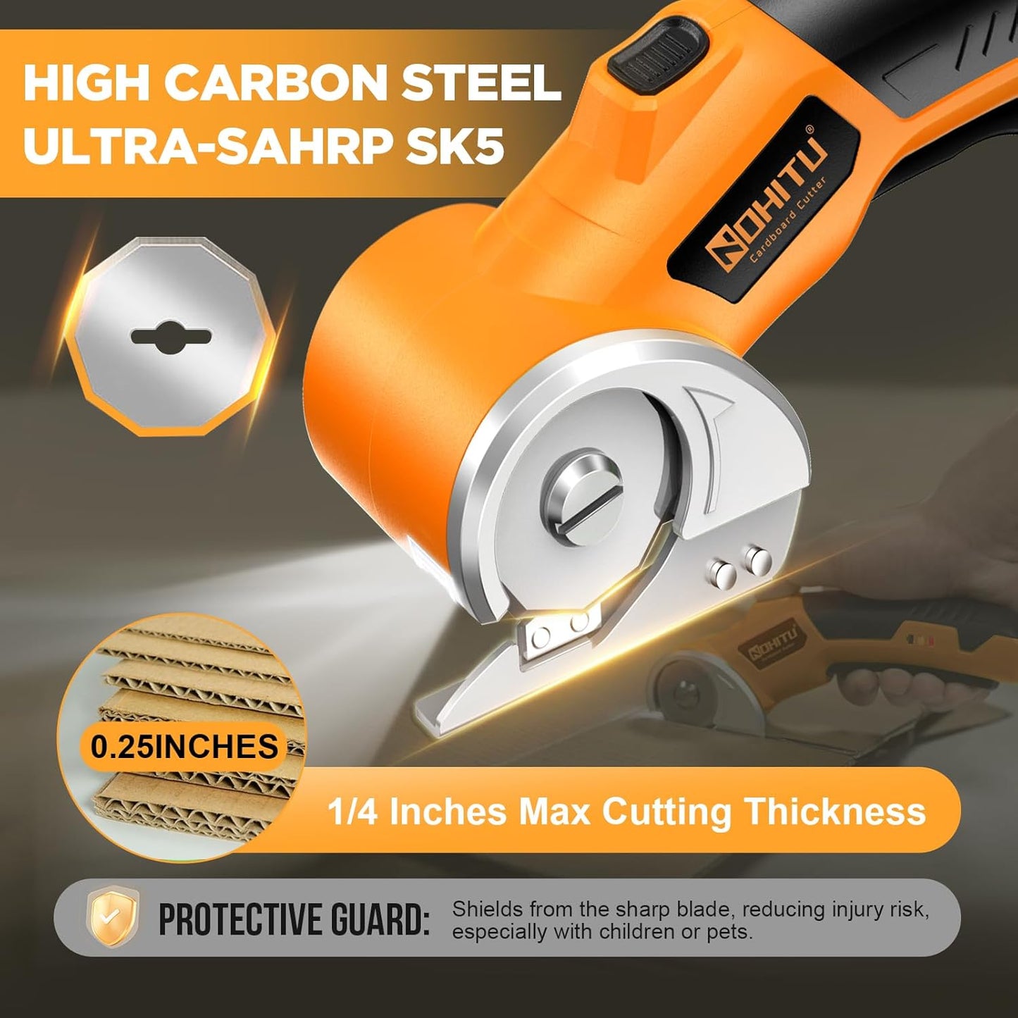 Rechargeable Cordless Electric Scissors - 4V Rotary Cutter with LED Light & 2 Blades for Fabric, Cardboard, and Plastic