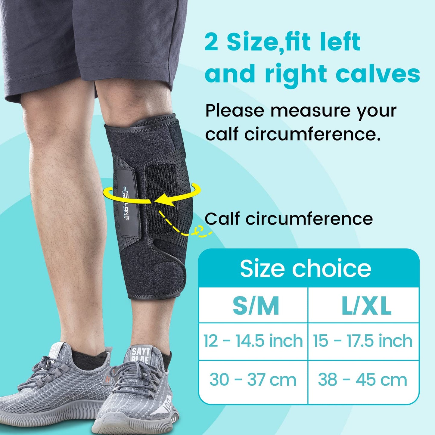 Sylong Calf Compression Wrap Brace for Men & Women, for Swelling Torn Calf Muscle, Diamond-shaped Elastic Band for Pressure, fit Varicose Vein Pain Relief -L/XL