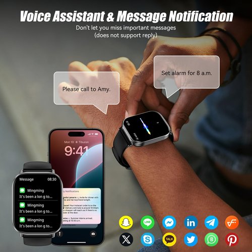 ganopterygon Smart Watch with 2.01" HD Touchscreen, Bluetooth Calls, 130+ Sports Modes, 24/7 Heart Rate & Sleep Monitor, IP67 Waterproof, iOS/Android Compatible